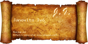 Janovits Ivó névjegykártya